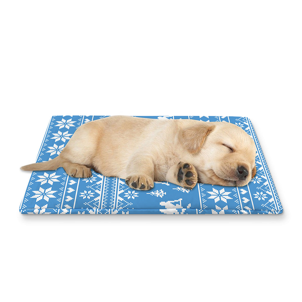 Winter Ski Knitting Pattern Print Pet Cooling Mat Cover