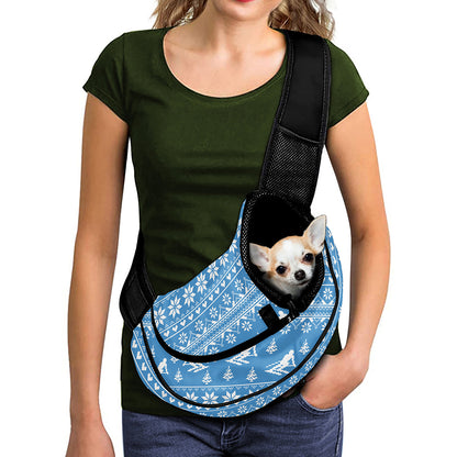 Winter Ski Knitting Pattern Print Pet Sling Carrier