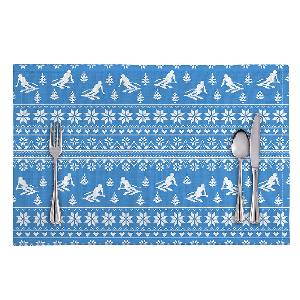 Winter Ski Knitting Pattern Print Placemat