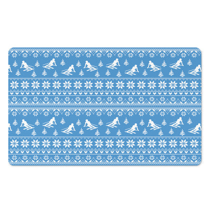 Winter Ski Knitting Pattern Print Polyester Doormat