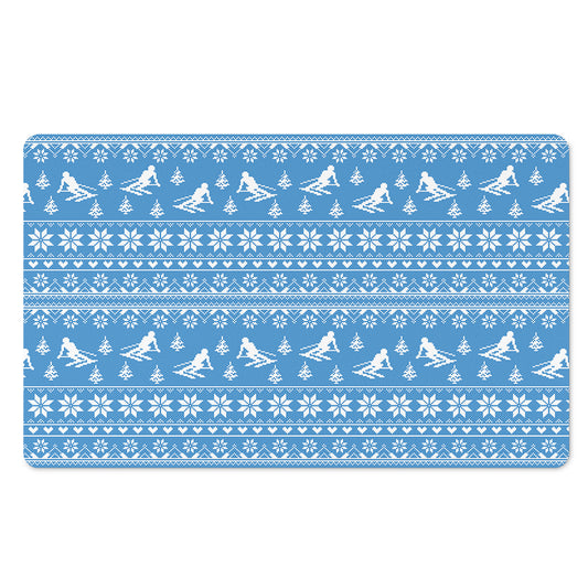 Winter Ski Knitting Pattern Print Polyester Doormat