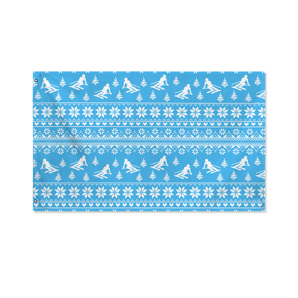 Winter Ski Knitting Pattern Print Polyester Flag