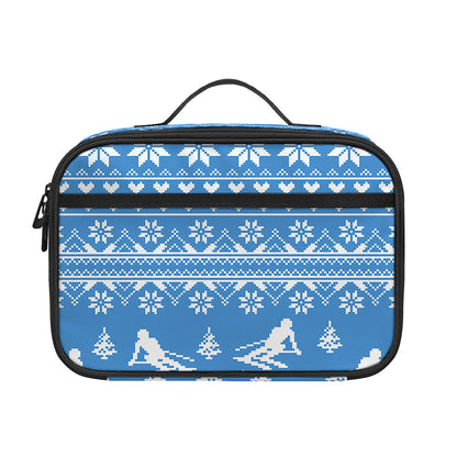 Winter Ski Knitting Pattern Print Portable Lunch Bag