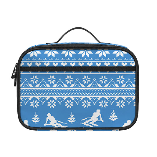 Winter Ski Knitting Pattern Print Portable Lunch Bag