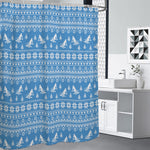 Winter Ski Knitting Pattern Print Premium Shower Curtain