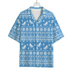 Winter Ski Knitting Pattern Print Rayon Hawaiian Shirt