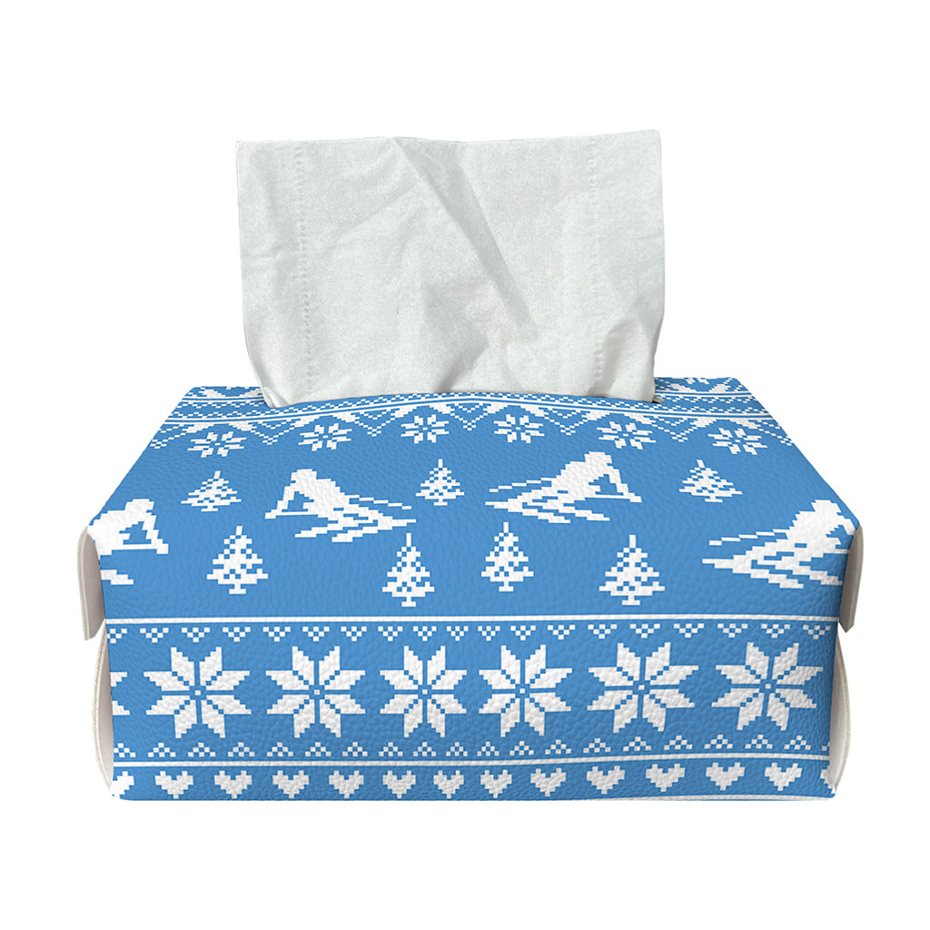 Winter Ski Knitting Pattern Print Rectangle Tissue Box Cover