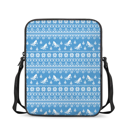Winter Ski Knitting Pattern Print Rectangular Crossbody Bag