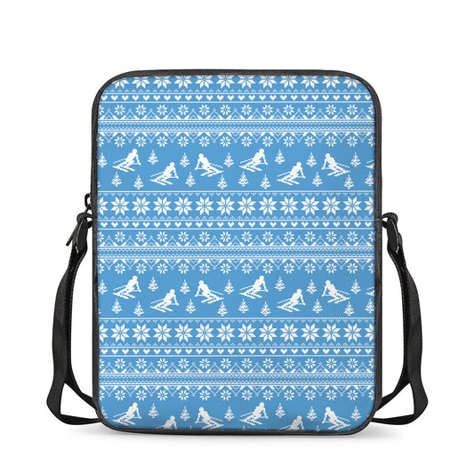 Winter Ski Knitting Pattern Print Rectangular Crossbody Bag
