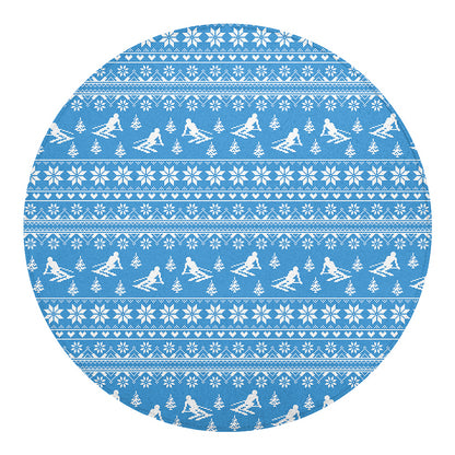 Winter Ski Knitting Pattern Print Round Blanket