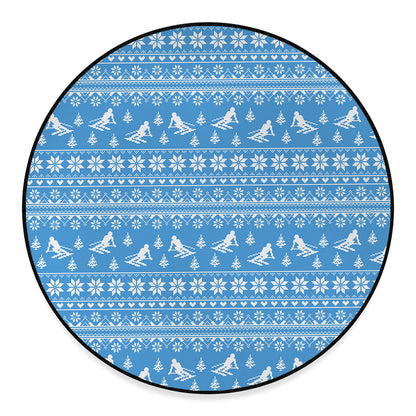Winter Ski Knitting Pattern Print Round Floor Mat