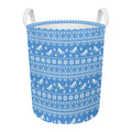 Winter Ski Knitting Pattern Print Round Laundry Basket