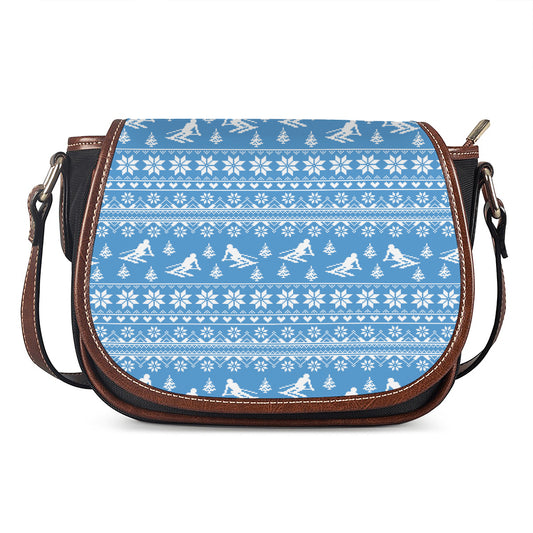 Winter Ski Knitting Pattern Print Saddle Bag