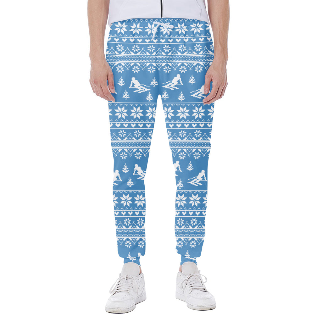 Winter Ski Knitting Pattern Print Scuba Joggers