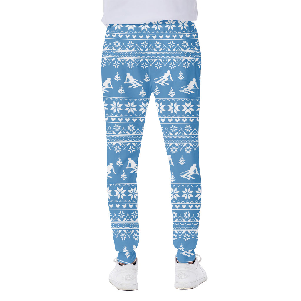Winter Ski Knitting Pattern Print Scuba Joggers