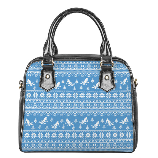 Winter Ski Knitting Pattern Print Shoulder Handbag