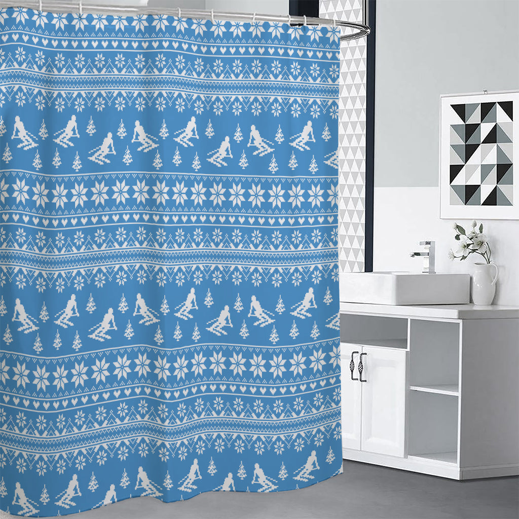 Winter Ski Knitting Pattern Print Shower Curtain