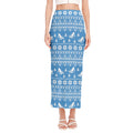 Winter Ski Knitting Pattern Print Side Slit Maxi Skirt