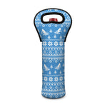 Winter Ski Knitting Pattern Print Single Neoprene Wine Tote