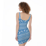 Winter Ski Knitting Pattern Print Sleeveless Bodycon Dress