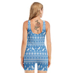 Winter Ski Knitting Pattern Print Sleeveless One Piece Swimsuit