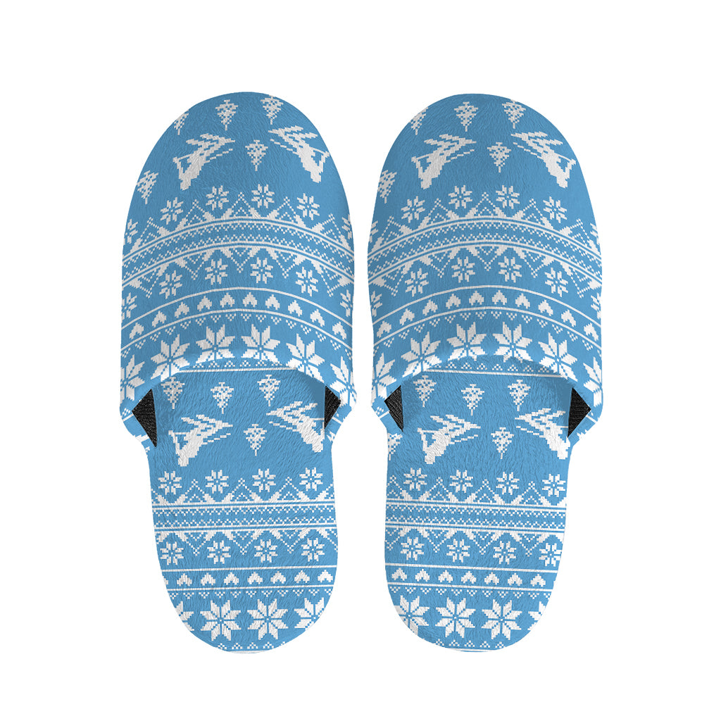 Winter Ski Knitting Pattern Print Slippers