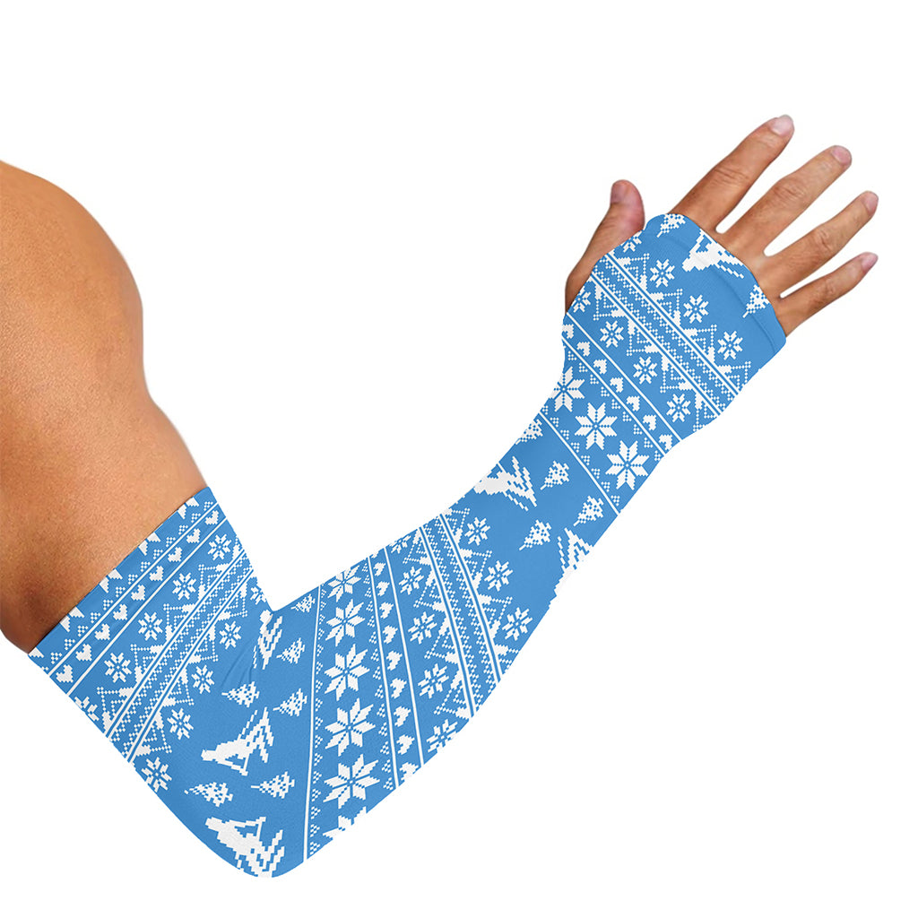 Winter Ski Knitting Pattern Print Sun Protection Arm Sleeves