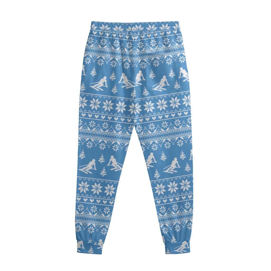 Winter Ski Knitting Pattern Print Sweatpants