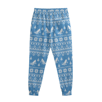 Winter Ski Knitting Pattern Print Sweatpants