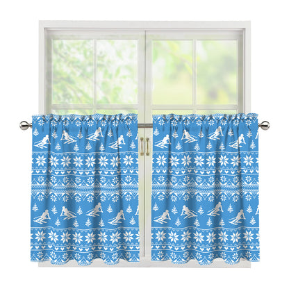 Winter Ski Knitting Pattern Print Tier Curtains