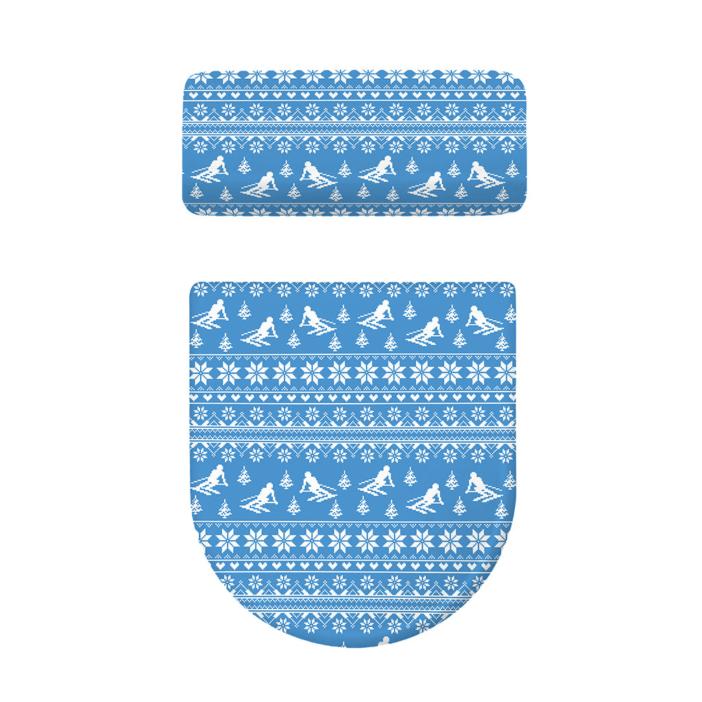 Winter Ski Knitting Pattern Print Toilet Lid And Tank Cover Set