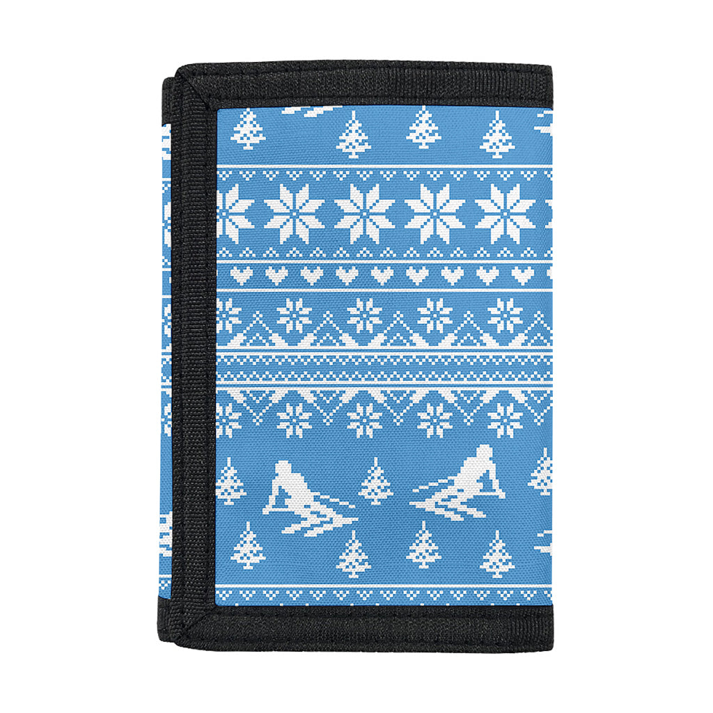 Winter Ski Knitting Pattern Print Trifold Wallet