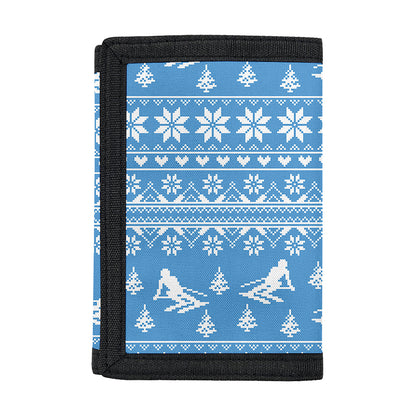 Winter Ski Knitting Pattern Print Trifold Wallet