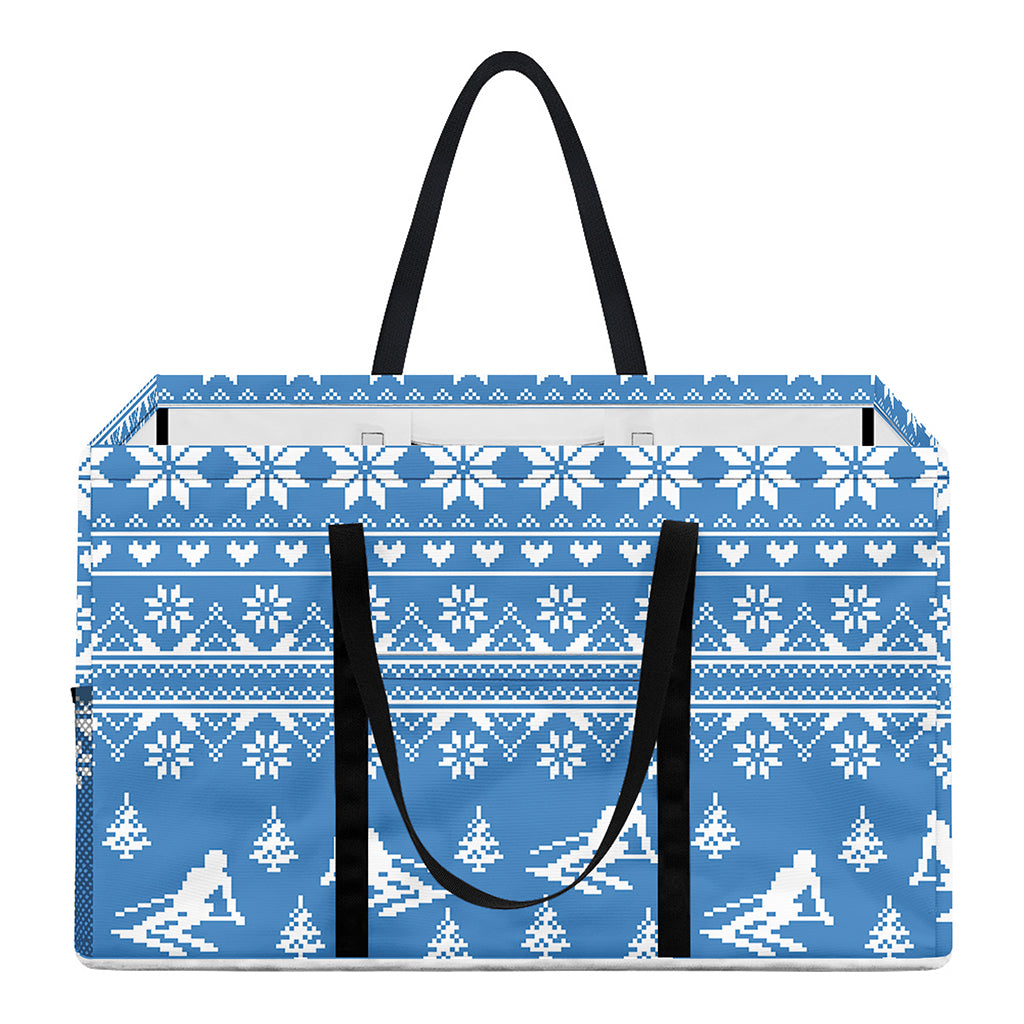 Winter Ski Knitting Pattern Print Utility Tote Bag