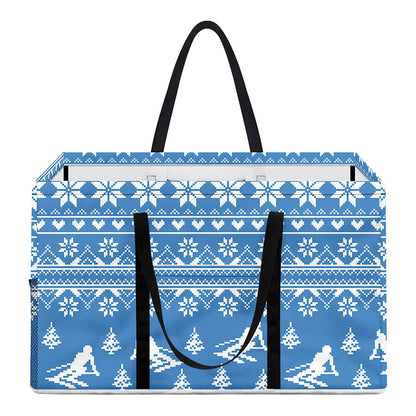 Winter Ski Knitting Pattern Print Utility Tote Bag