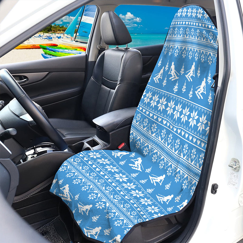 Winter Ski Knitting Pattern Print Waterproof Car Seat Cover