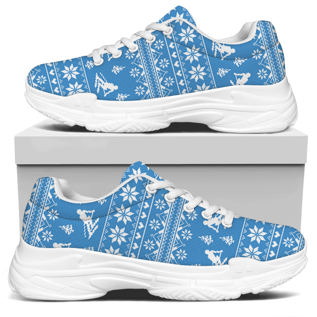 Winter Ski Knitting Pattern Print White Chunky Shoes