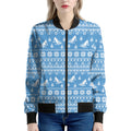 Winter Ski Knitting Pattern Print Women's Bomber Jacket