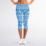 Winter Ski Knitting Pattern Print Women's Capri Leggings