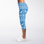 Winter Ski Knitting Pattern Print Women's Capri Leggings