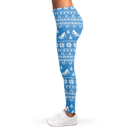 Winter Ski Knitting Pattern Print Women's Leggings