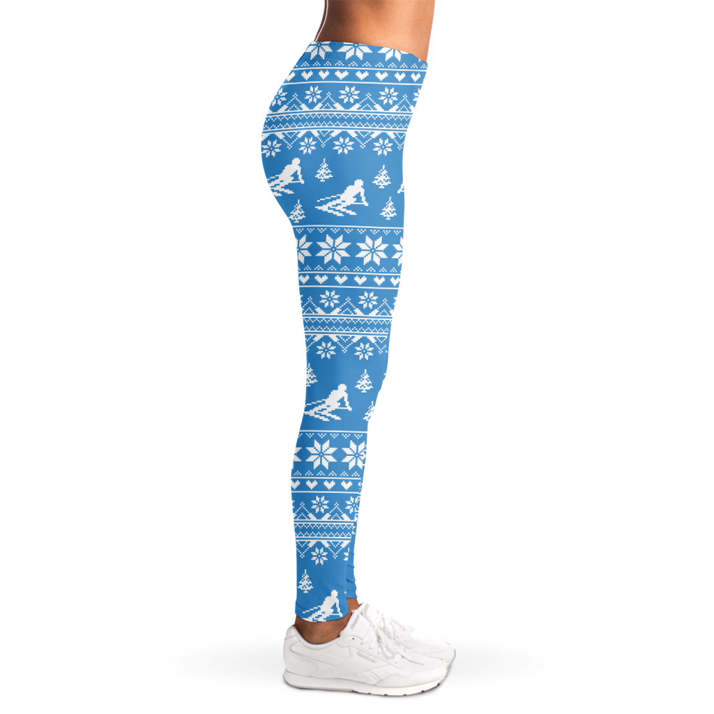 Winter Ski Knitting Pattern Print Women's Leggings