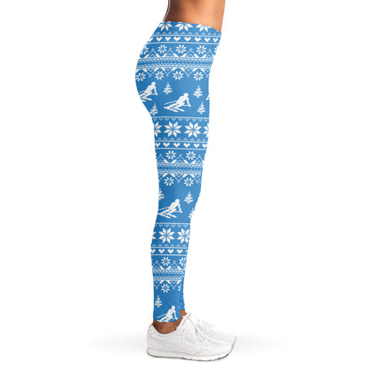 Winter Ski Knitting Pattern Print Women's Leggings