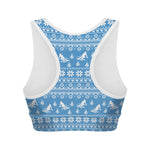 Winter Ski Knitting Pattern Print Women's Sports Bra