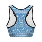 Winter Ski Knitting Pattern Print Women's Sports Bra