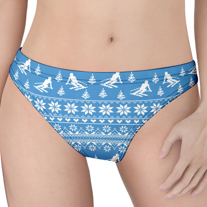Winter Ski Knitting Pattern Print Women's Thong