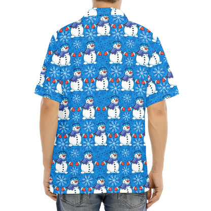 Winter Snowman Pattern Print Aloha Shirt