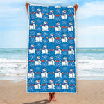 Winter Snowman Pattern Print Beach Towel