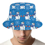 Winter Snowman Pattern Print Bucket Hat