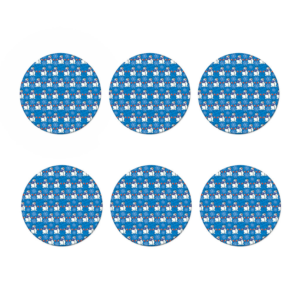 Winter Snowman Pattern Print Coaster Set